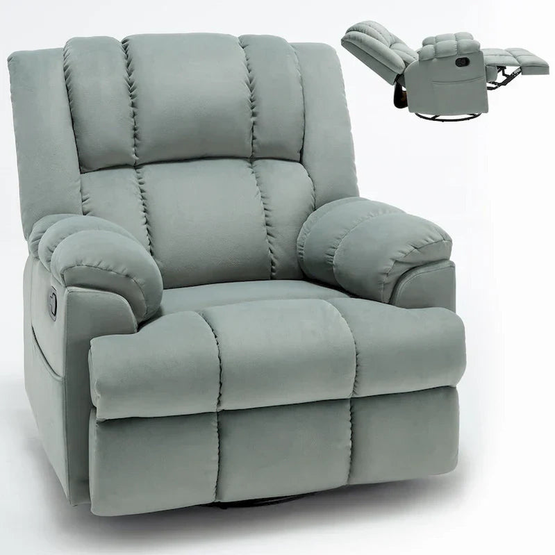 Lazy Boy Swivel Rocker Fabric Recliner Chair, Overstuffed Large Manual Recliner Glider With Pillow Top Arms And Cushion Back