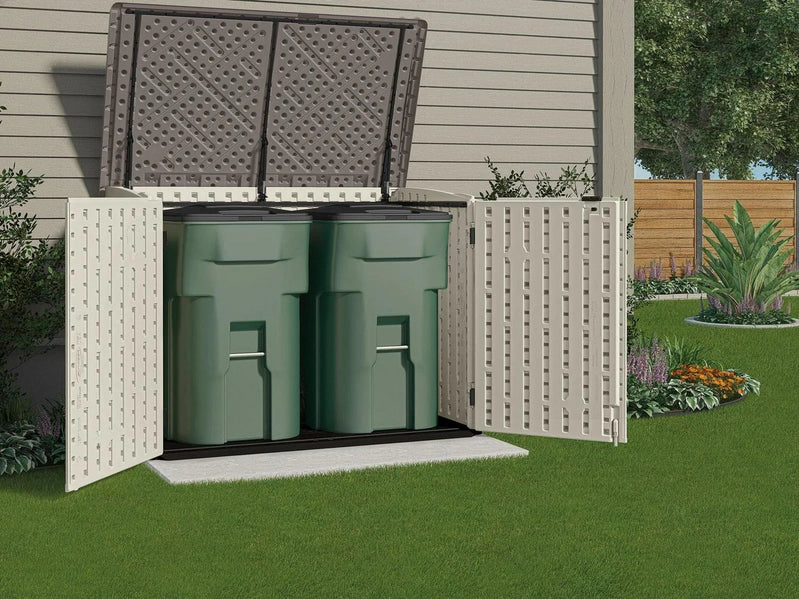 Suncast BMS4700 Resin Storage Shed, Off-White/Gray, 70.5W x 44.25D x 52H, Double Door, UV Resistant