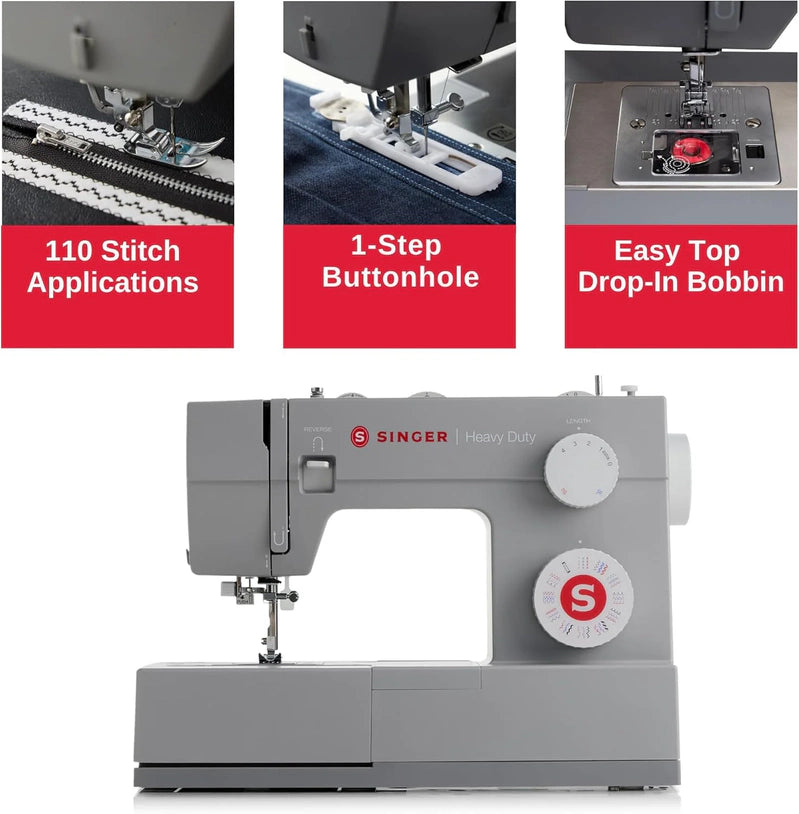 Singer Heavy Duty 4452 High Speed Sewing Machine With Accessory Kit, Strong Motor With Enhanced Piercing Power, 110 Stitch Applications