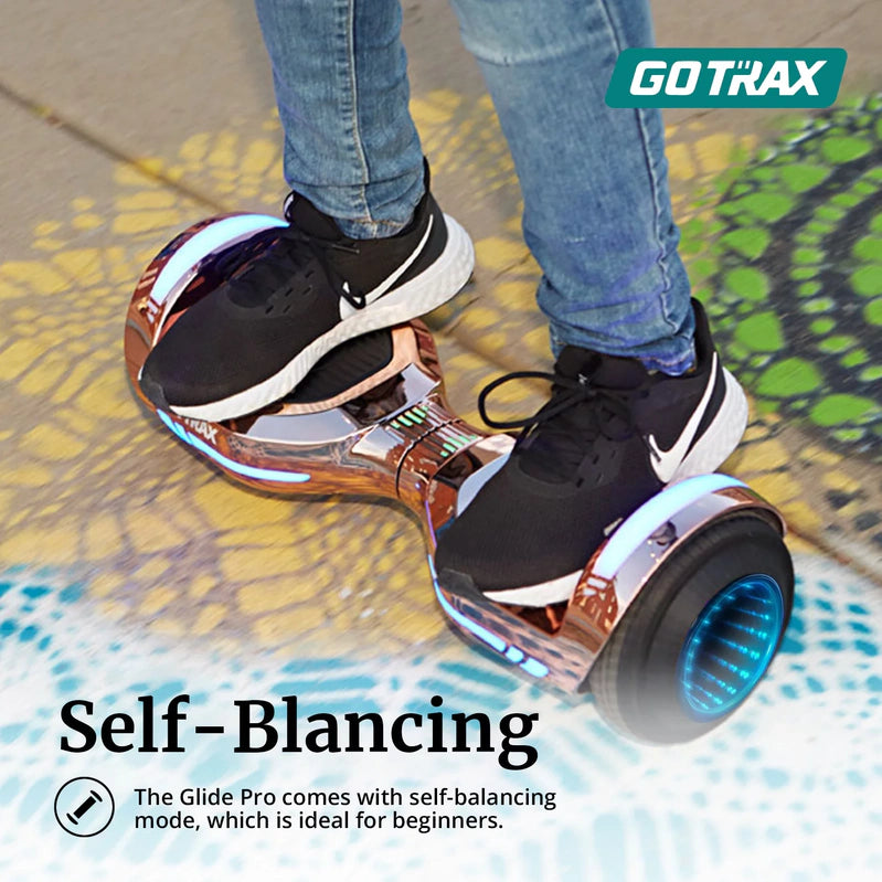 Gotrax Glide Pro Bluetooth Hoverboard, 6.5 In. Wheels And 7 Colors Lights Self Balancing Scooters For 44-176lbs Kids Adults Silver
