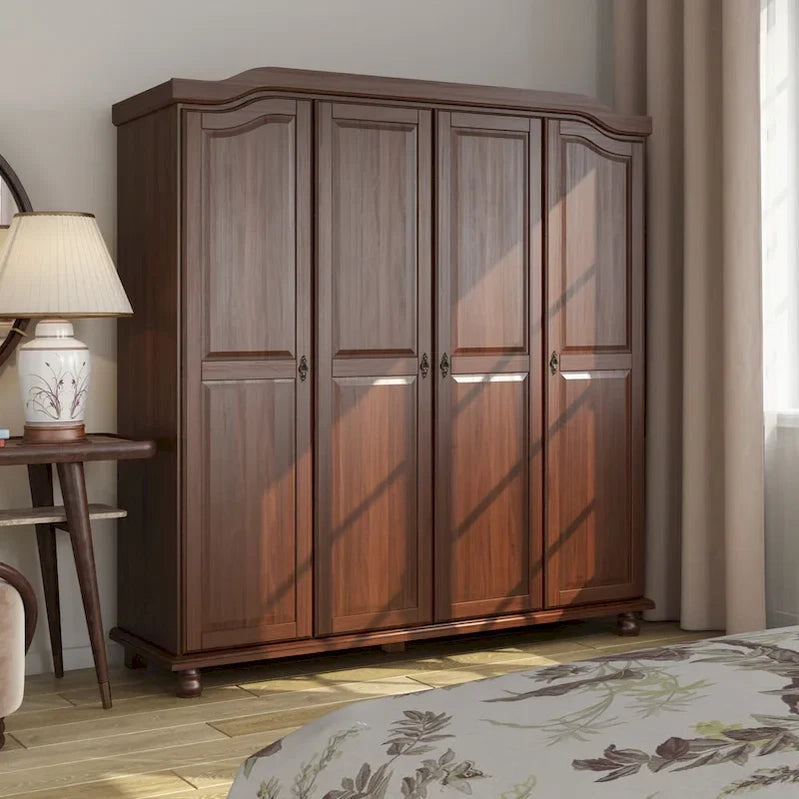 Palace Imports 100% Solid Wood Kyle 4-Door Wardrobe Armoire With Solid Wood Or Mirrored Doors