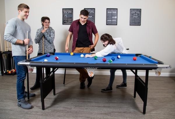 Hathaway Fairmont 6 Ft. Portable Pool Table, Adults Folding Billiards Tables For Game Room With Easy Foldable Storage