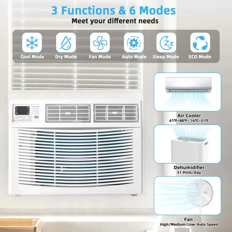 10000 Btu Quiet Window Air Conditioner With Remote Amp Eco Mode Energy Star Certified 3-in-1 Window Ac Unit With Dehumidifier