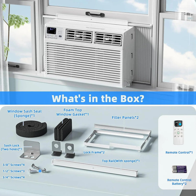 Antarctic Star 12,000 BTU U-Shaped Window Air Conditioner Unit Cools Up To 550 Sq. Ft. With 6 Modes 24H Timer, Ultra Quiet Window AC Units