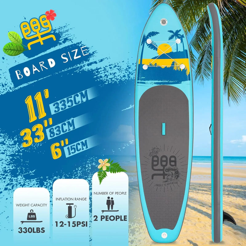 FunWater Inflatable Stand Up Paddle Board With Premium Sup Paddle Accessories, Non-Slip EVA Deck, 11'/10'6' Paddle