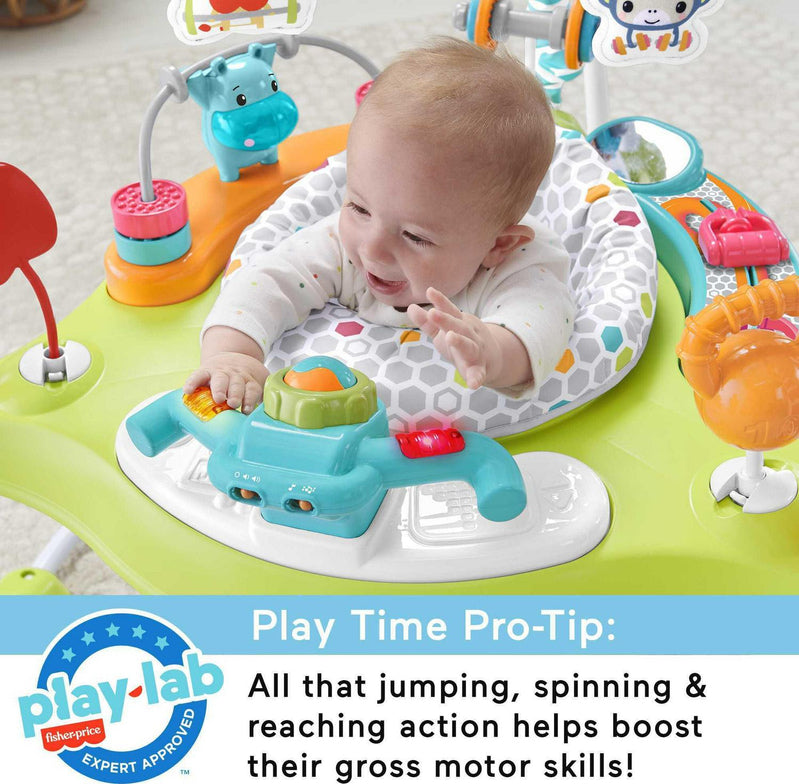 Fisher-Price Baby Bouncer Fitness Fun Folding Jumperoo Infant Activity Center With Lights And Music. Unisex
