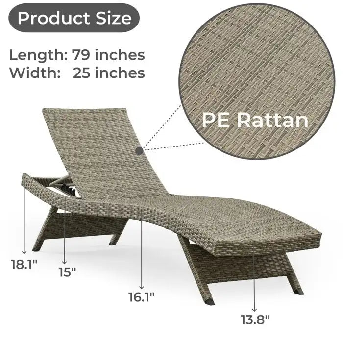 All Weather Wicker Chaise Lounge, Set Of 2