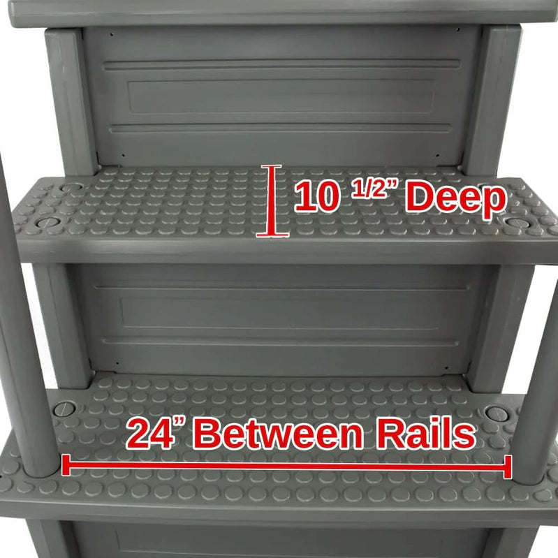 Select Anti-Slip in-Pool Steps, Gray, For Above Ground Swimming Pools, Can Mount To Decks 48 In. To 54 In. H, Safety Stairs Capacity Up To 300 Lbs