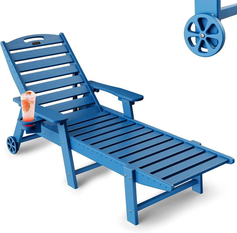 Lounge Chair Outdoor, Chaise Lounge, HDPE 6-Position Outdoor Chaise Lounge