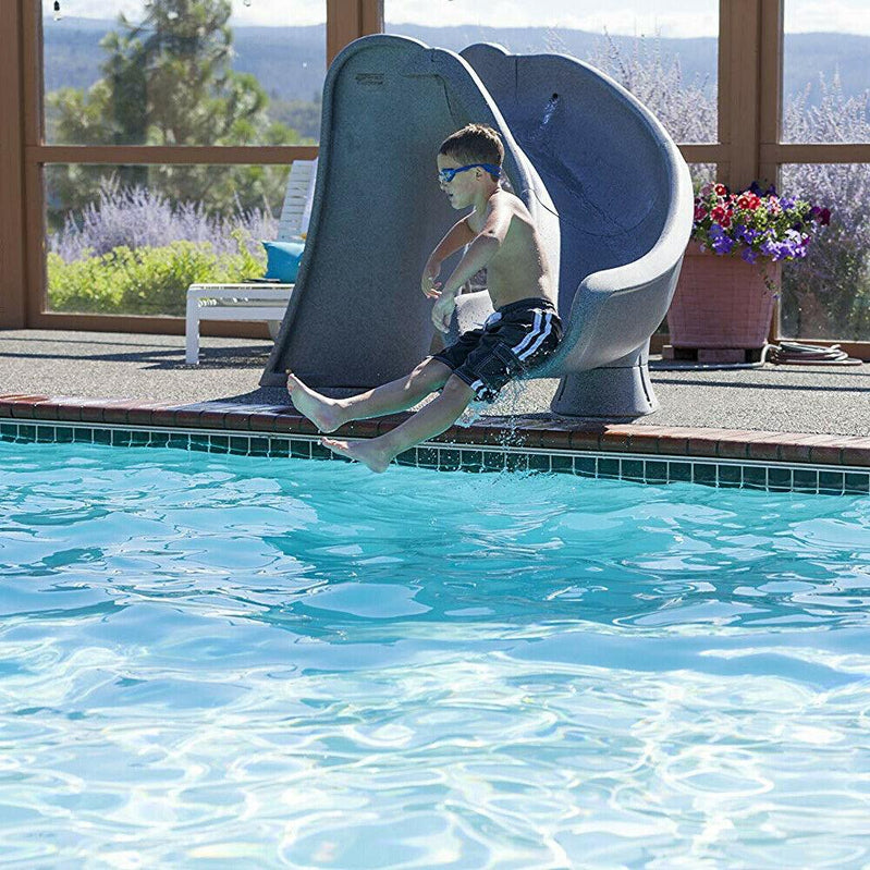 S.r. Smith 698-209-58124 Cyclone Right Curve Swimming Pool Slide, Gray Granite