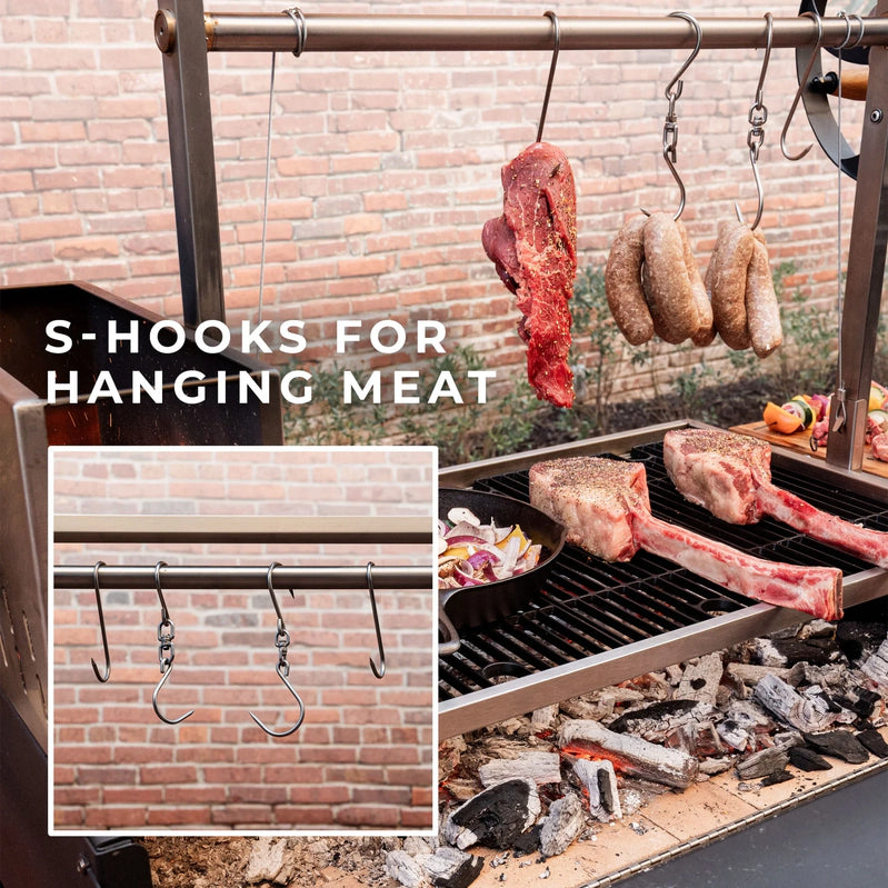 Backyard Discovery Argentine Santa Maria XL Wood Fire And Charcoal Steel Grill, Asado Clamp