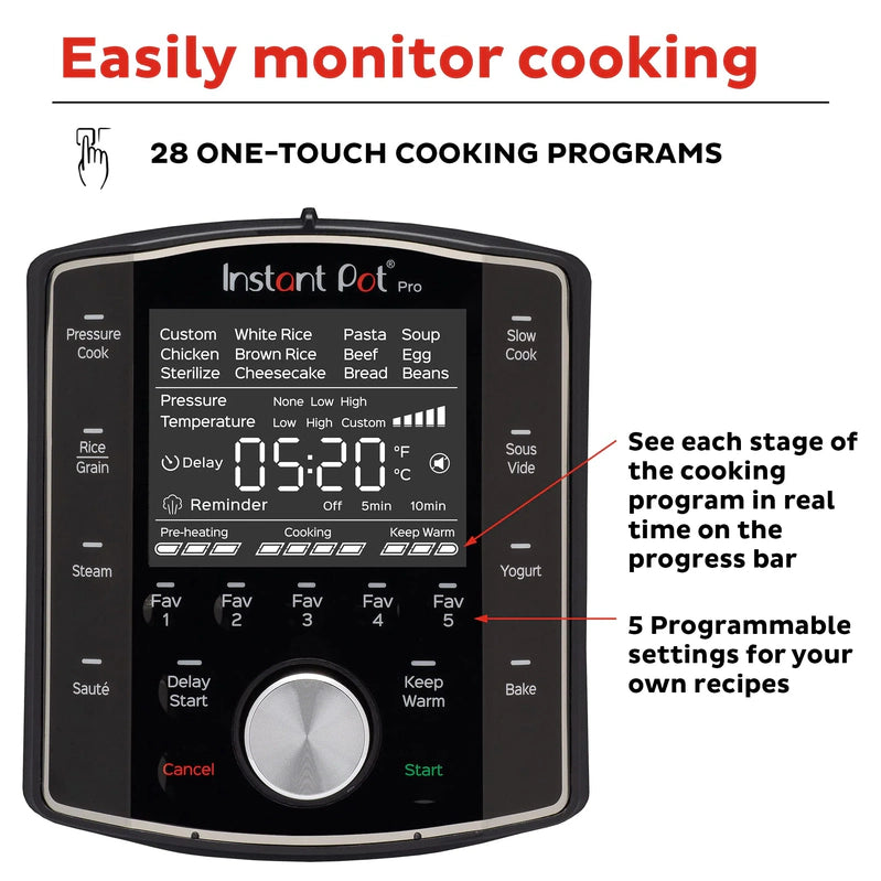 Instant Pot Pro 8 Qt. 10-in-1 Pressure Cooker, Rice/Grain Cooker
