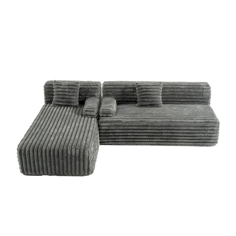 Cloud Sectional Sofa, Modern Upholstered Couch With 2 Throw Pillows, Free-Combined Sofa, Modular Sectional L Shaped Couch