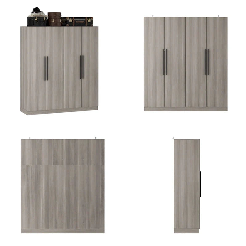 Modern Freestanding Solid Wood Wardrobe Closet With Storage Shelves