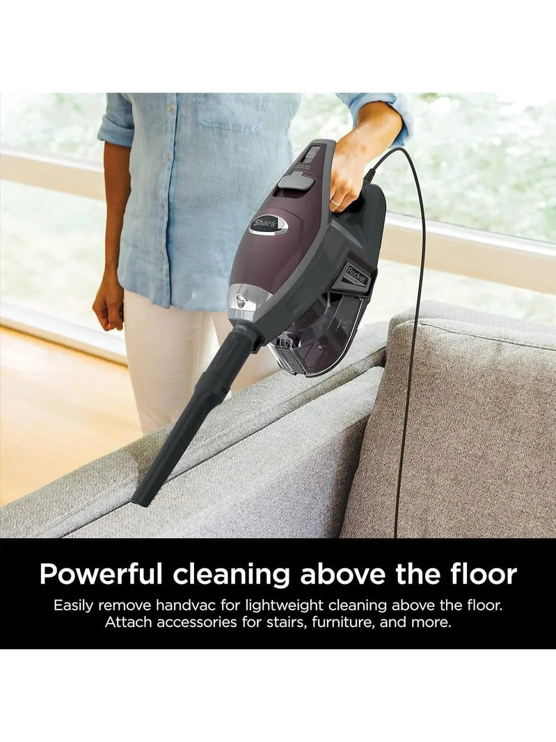 Shark HV322 Rocket Deluxe Pro Corded Stick Vacuum With LED Headlights, XL Dust Cup, Lightweight, For Pet Hair Pickup, Converts To A Hand Vacuum