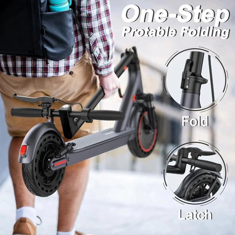 Electric Scooter, 350W/500W Powerful Motor, 8.5 In./10 In. Solid Rubber Tires, 19/22 Mph, 28/21/12 Mile Range, Dual Brakes