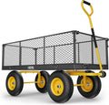 Steel Garden Cart, 2-in-1 1400 Lbs Heavy Duty Utility Wagon, With Removable Mesh Sides To Convert Into Flatbed