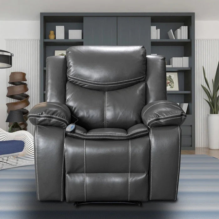 Wide Seat Durable Leather Massage And Heat Recliner