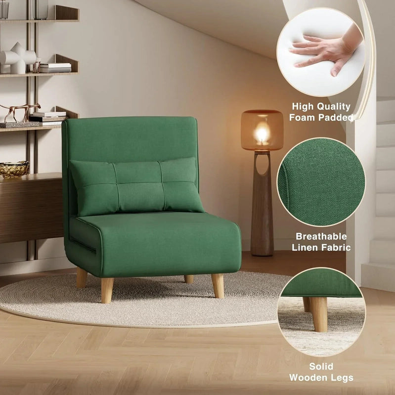 3-in-1 Sleeper Chair Bed Convertible Chair Bed Futon Sofa With Adjustable Backrest