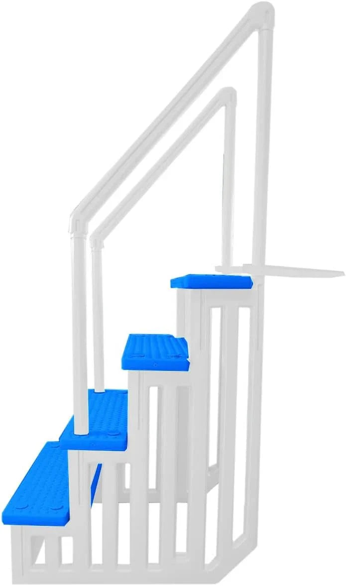 Non-Slip Entry Steps For Pools, Grey, For Above-Ground Pools, Can Be Installed On Terraces With A Height Of 122 To 137 Cm, Load Capacity Up To 136 Kg