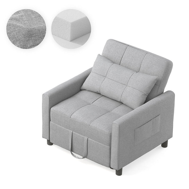 3-in-1 Adjustable Sleeper Sofa Bed, Pull Out Chair Sofa, Convertible Folding Bed For Living Room