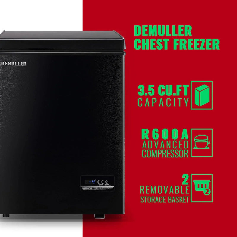 Chest Freezer 5.0Cubic Feet Deep Freezer Freestanding Freezers With 2 Removable Stainless Steel Basket