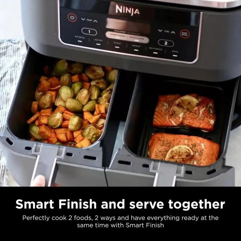 Ninja Foodi 10QT 6-in-1 DualZone Smart XL Air Fryer, 2 Independent 5QT Baskets, Smart Cook Thermometer, Match Cook, Smart Finish, Air Fry, DZ550