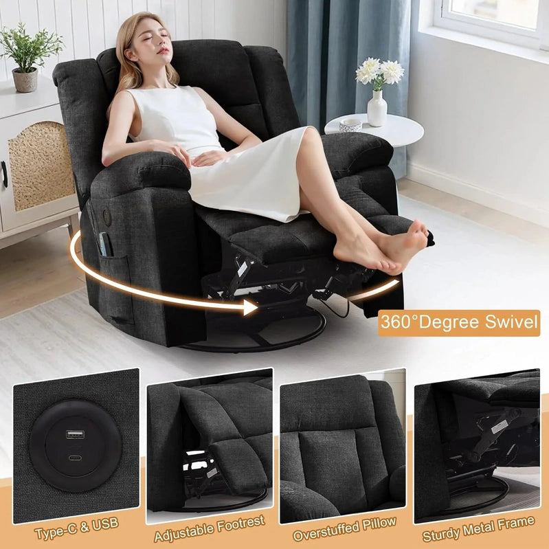 Rocker Recliner Glider Recliner Chairs For Adults 360 Degree Swivel Rocking Chair