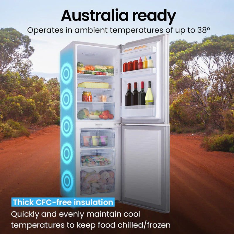 Gecko 160L Upright Portable Fridge/Freezer, 12V/24V/240V For Motorhome And Caravan, Silver