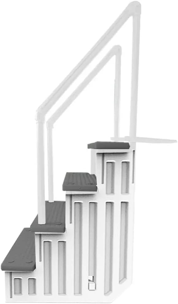 Select Anti-Slip in-Pool Steps, Gray, For Above Ground Swimming Pools, Can Mount To Decks 48 In. To 54 In. H, Safety Stairs Capacity Up To 300 Lbs