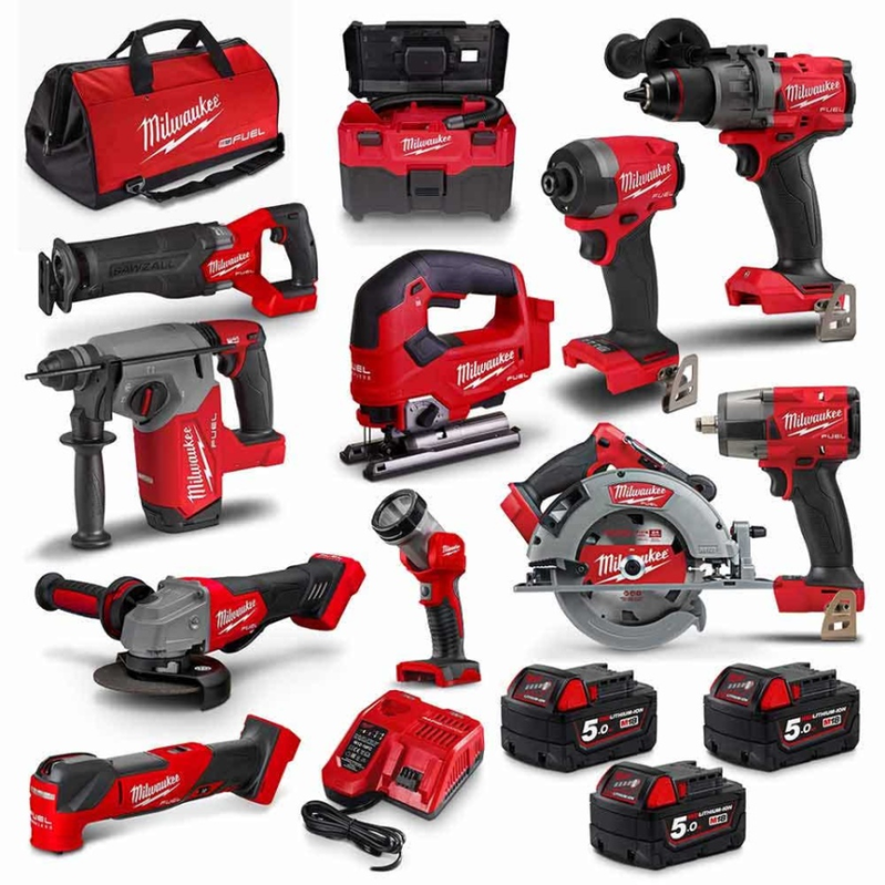 Milwaukee 18V Fuel 11 Piece 3 x 5.0Ah Combo Kit M18FPP11A3503B