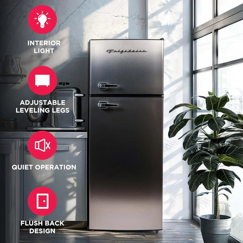 Frigidaire 2 Door Apartment Size Refrigerator Freezer Combo 7.5 Cu. Ft. Platinum Series Stainless