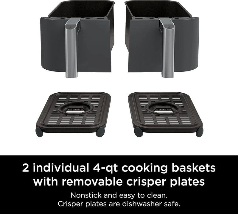 Ninja Foodi 10QT 6-in-1 DualZone Smart XL Air Fryer, 2 Independent 5QT Baskets, Smart Cook Thermometer, Match Cook, Smart Finish, Air Fry, DZ550