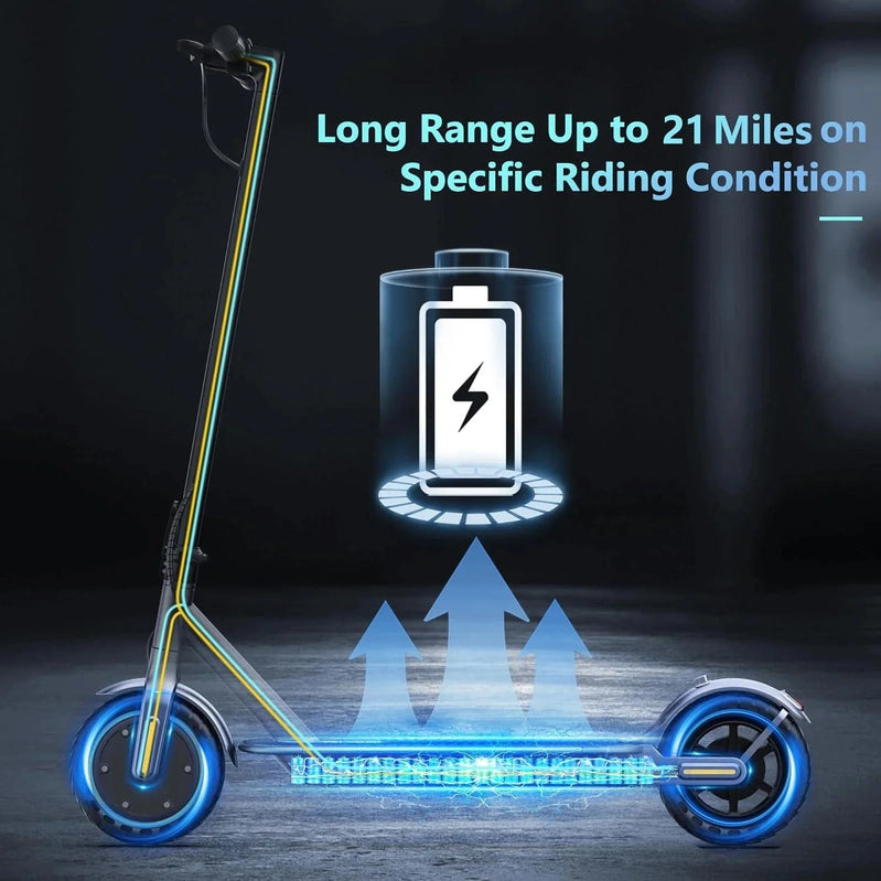 Electric Scooter, 350W/500W Powerful Motor, 8.5 In./10 In. Solid Rubber Tires, 19/22 Mph, 28/21/12 Mile Range, Dual Brakes