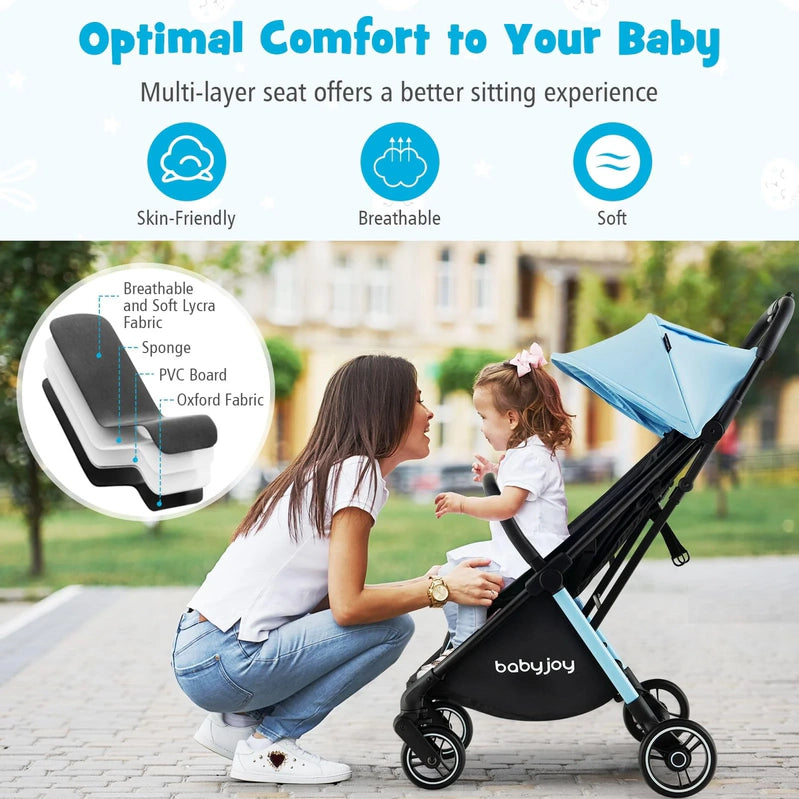 Compact Travel Stroller For Airplane Infant Toddler Stroller w/Adjustable Backrest And Canopy