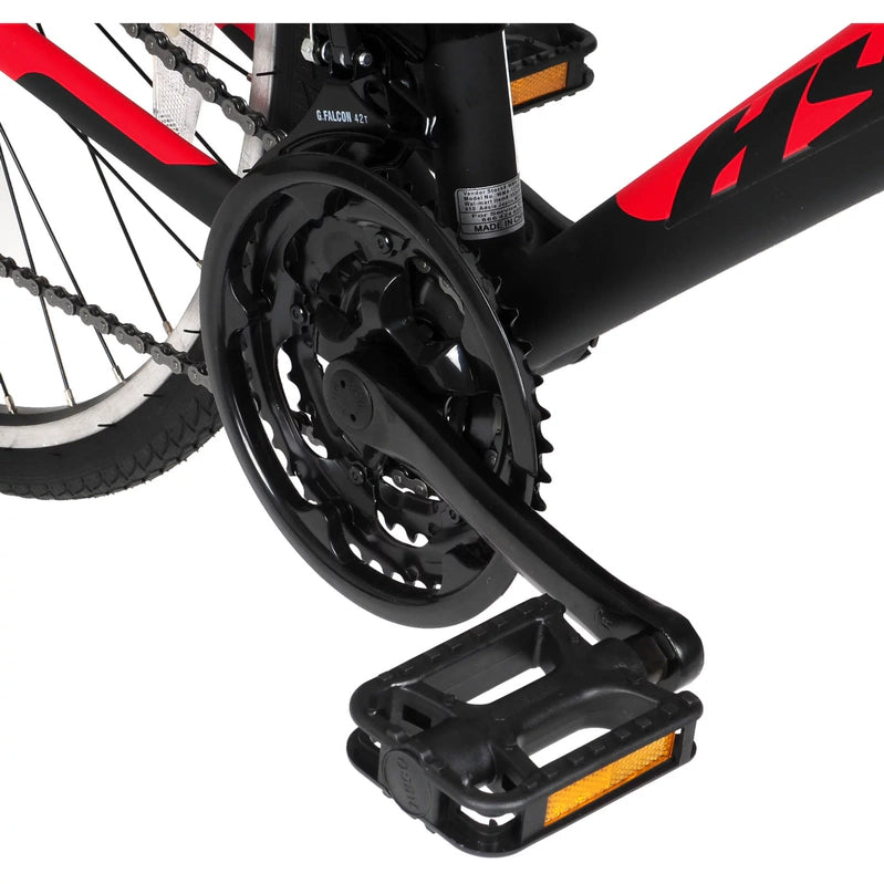 Hyper Bicycle 700c Men's Spin Fit Hybrid Bike, Black And Red