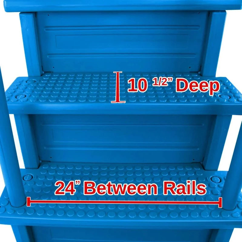 Non-Slip Entry Steps For Pools, Grey, For Above-Ground Pools, Can Be Installed On Terraces With A Height Of 122 To 137 Cm, Load Capacity Up To 136 Kg