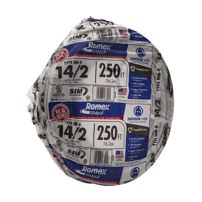 Southwire 250 Ft. 142 Solid Romex SIMpull Cu Nm-B Wg Wire 28827455