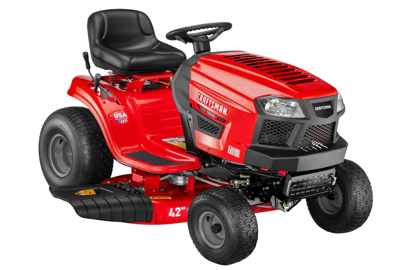 Craftsman T110 42-in Riding Lawn Mower, 17.5 HP Briggs And Stratton Engine, 7-Speed Transmission, Model 13AN77XS093