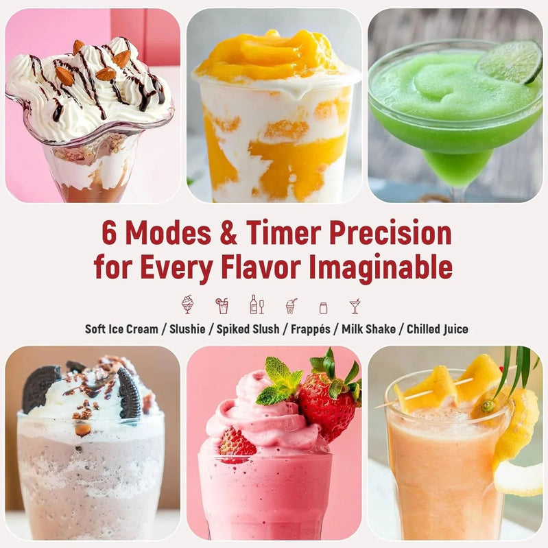 Slushie Machine, No Ice Needed All-in-One Slushy Maker For Home, Real-Time Temp Display, Auto-Clean, 6 Preset, Frozen Margaritas, Cocktails
