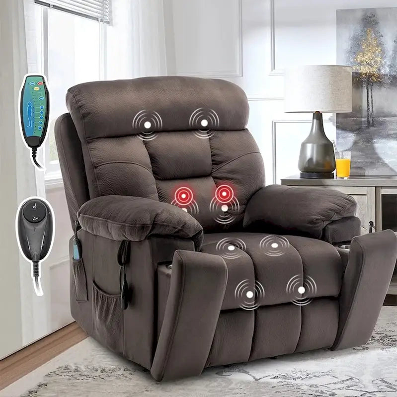 Large Electric Massage Lift Recliner With Heat, Hidden Cup Holder