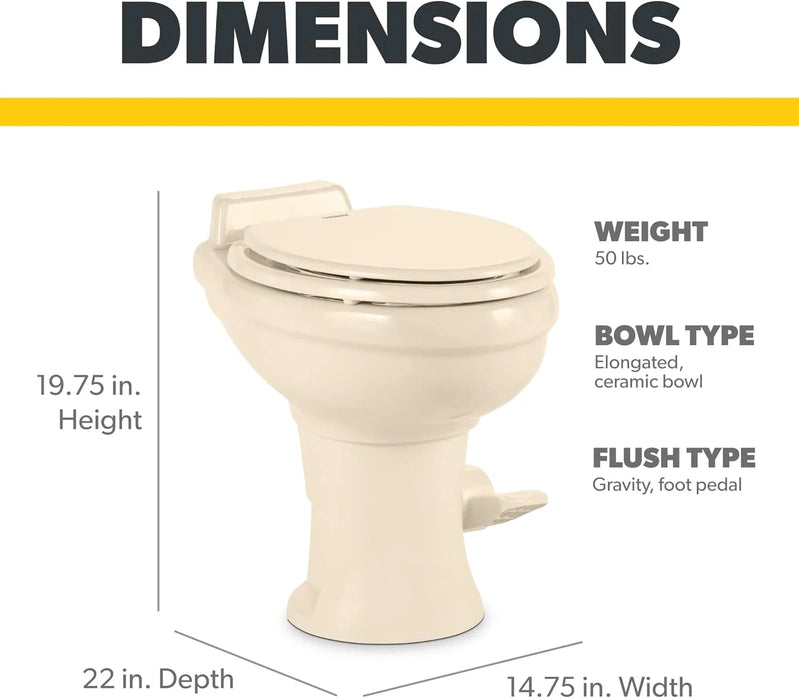 320 Series Standard Height RV Toilet, White