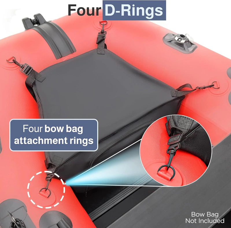 Inflatable Boat, Yacht Dinghy Tender Raft, Multi Person Fishing Boat, Aluminum Floor Oars, Fishing Rod Holders, Heavy-Duty PVC, 2024 Model