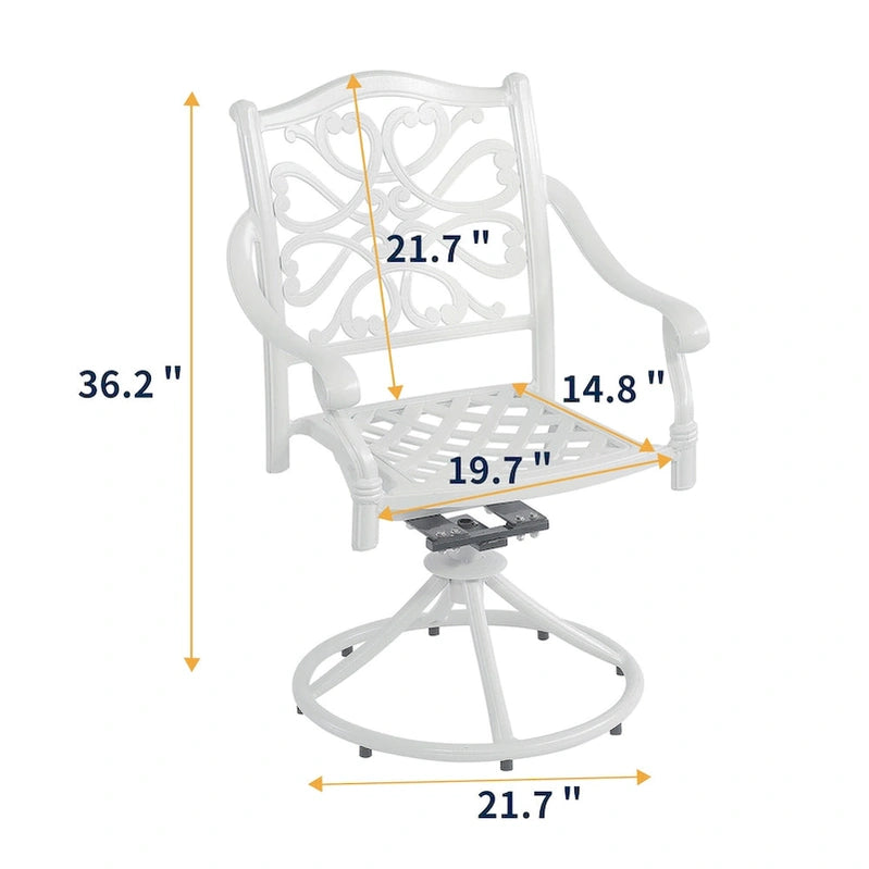 5-Piece Cast Aluminum Patio Dining Set With 4 Swivel Chair