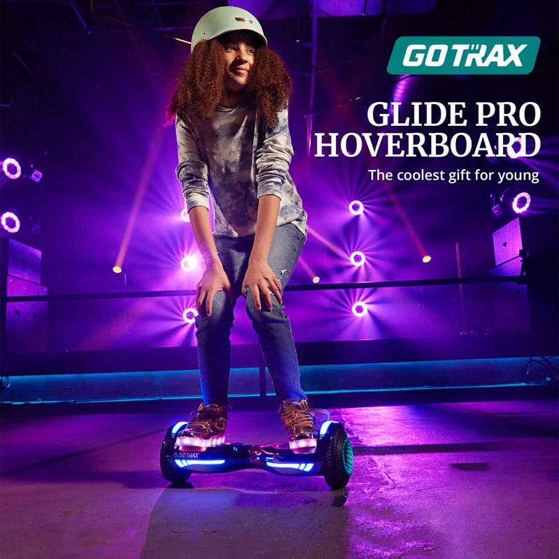 Gotrax Glide Pro Bluetooth Hoverboard, 6.5 In. Wheels And 7 Colors Lights Self Balancing Scooters For 44-176lbs Kids Adults Silver