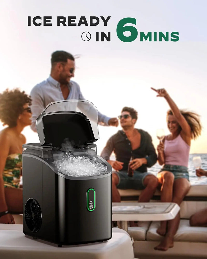 Silonn Nugget Ice Maker Countertop, Pebble Ice Maker With Soft Chewable Ice, One-Click Operation Ice Machine With Self-Cleaning
