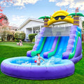 Relunch 26 Ft. Inflatable Double Water Slide For Kids And Adults, PVC Inflatable Water Park With Blower