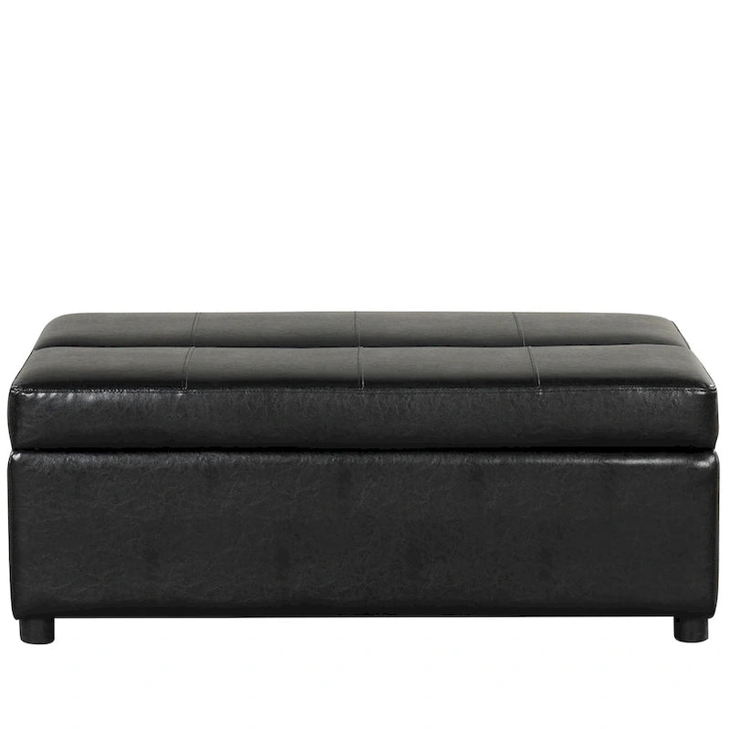 Twin Size Folding Pull Out Ottoman Sleeper Bed With Mattress Convertible Guest Bed, PU Upholstered Sleeper Sofa