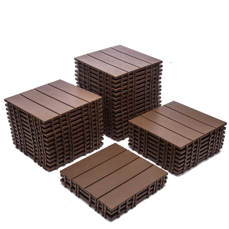 76-Pack Plastic Interlocking Deck Tiles, 68.80 Sq. Ft. Outdoor Plastic Flooring Super Durable And Waterproof All-Weather Indoor/Outdoor