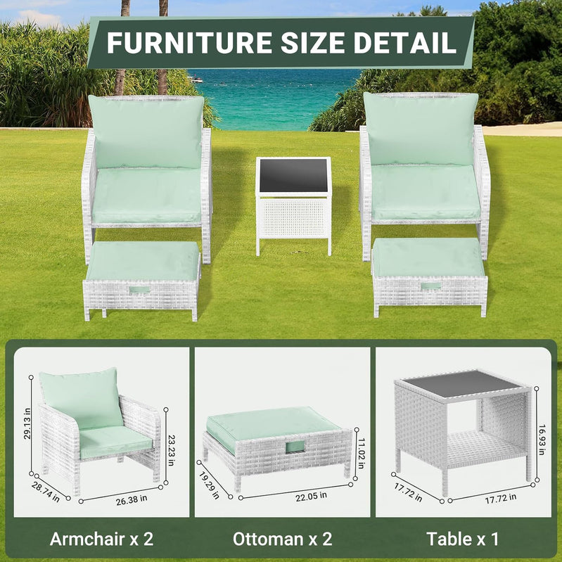 Leveleve Balcony Furniture 5 Piece Patio Conversation Set